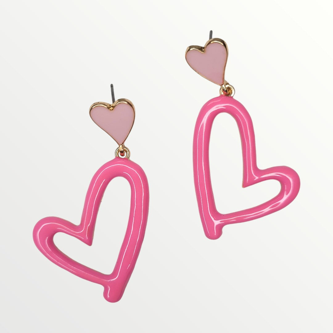 Pink Open Heart Earrings-Earrings-LouisGeorge Boutique-LouisGeorge Boutique, Women’s Fashion Boutique Located in Trussville, Alabama