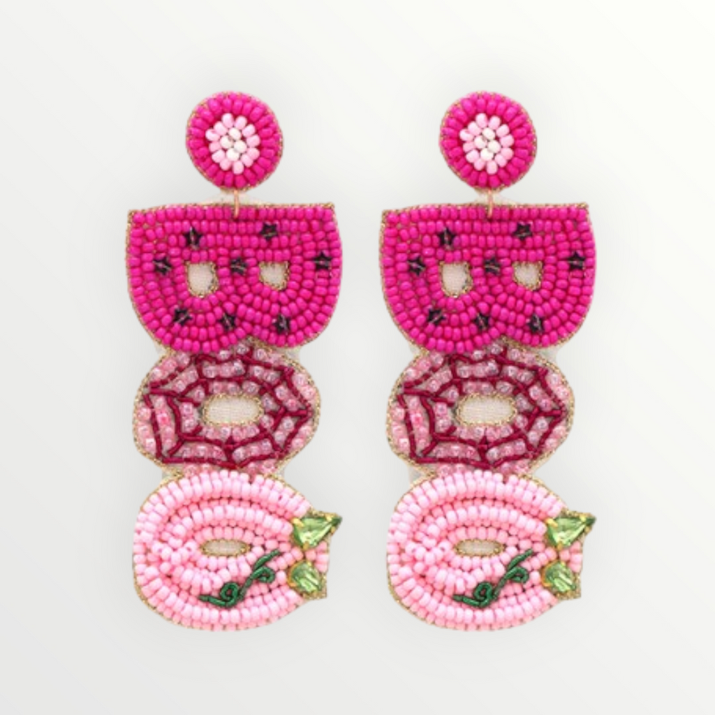 Pink Boo Beaded Earrings-Earrings-LouisGeorge Boutique-LouisGeorge Boutique, Women’s Fashion Boutique Located in Trussville, Alabama