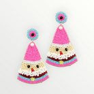 Pink Santa Beaded Earrings-Earrings-LouisGeorge Boutique-LouisGeorge Boutique, Women’s Fashion Boutique Located in Trussville, Alabama