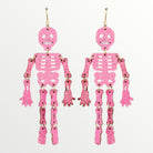 Pink Sparkly Dancing Skeleton Earrings-Earrings-LouisGeorge Boutique-LouisGeorge Boutique, Women’s Fashion Boutique Located in Trussville, Alabama