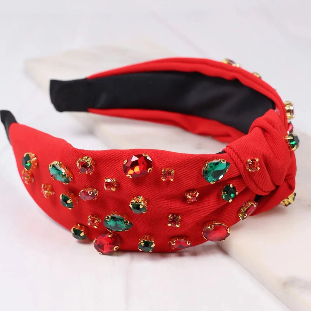 Holiday Red Gemstone Embellished Headband-Headband-LouisGeorge Boutique-LouisGeorge Boutique, Women’s Fashion Boutique Located in Trussville, Alabama