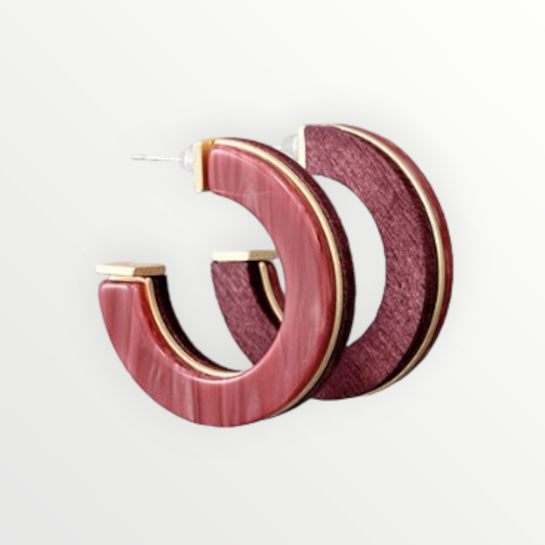 Burgundy & Gold Acrylic Hoops-Earrings-LouisGeorge Boutique-LouisGeorge Boutique, Women’s Fashion Boutique Located in Trussville, Alabama