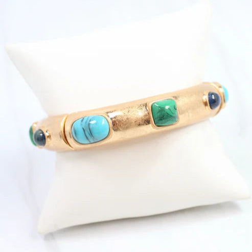 Regal Stone Stretch Bracelet Turquoise-Bracelet-Caroline Hill-LouisGeorge Boutique, Women’s Fashion Boutique Located in Trussville, Alabama