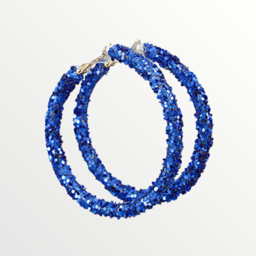 Royal Blue Glitter Hoops-Earrings-LouisGeorge Boutique-LouisGeorge Boutique, Women’s Fashion Boutique Located in Trussville, Alabama