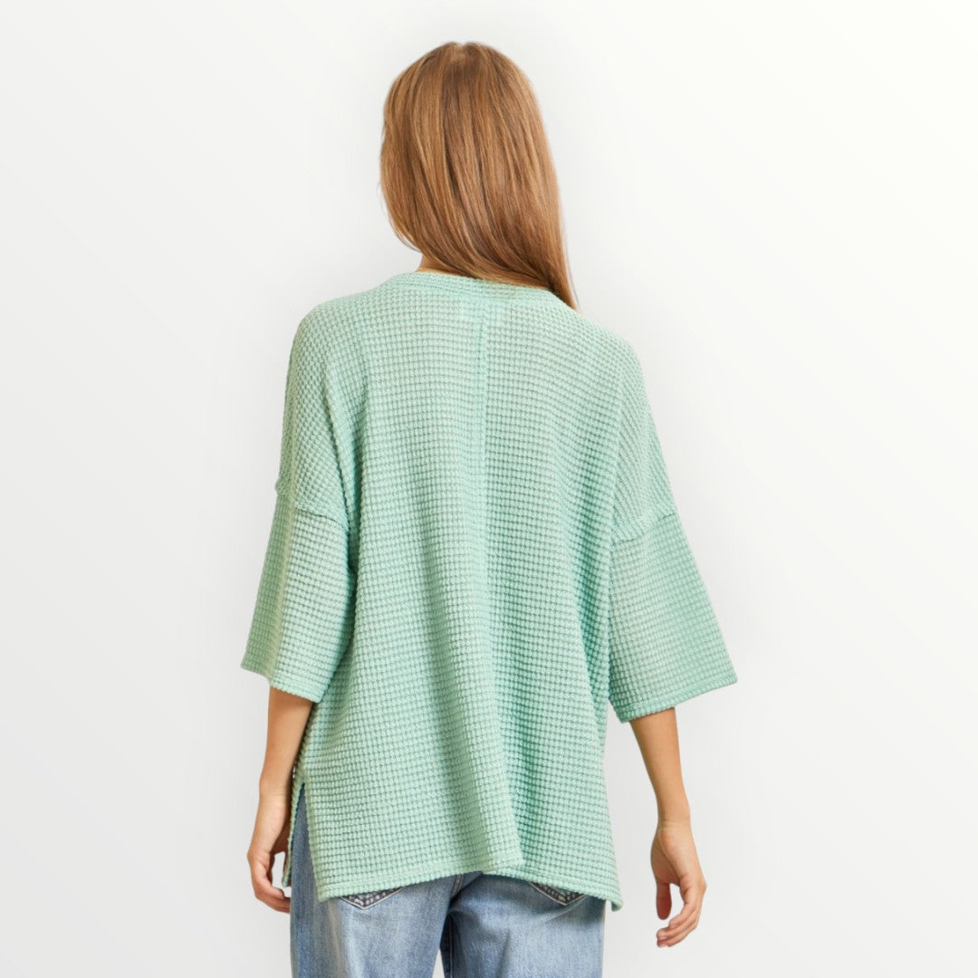 Lightweight Crochet Knit Top - Sage - Plus/Regular-Apparel-Andree by Unit-LouisGeorge Boutique, Women’s Fashion Boutique Located in Trussville, Alabama