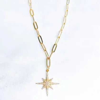 Samantha Gold Starburst Necklace-Necklace-Lauren Kenzie-LouisGeorge Boutique, Women’s Fashion Boutique Located in Trussville, Alabama
