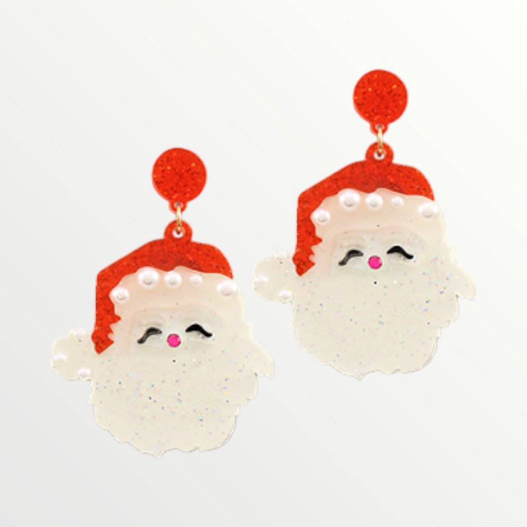 Sparkly Santa Acrylic Earrings-Earrings-LouisGeorge Boutique-LouisGeorge Boutique, Women’s Fashion Boutique Located in Trussville, Alabama