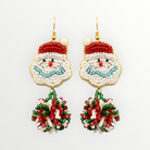 Beaded Santa Pom Pom Earrings-Earrings-LouisGeorge Boutique-LouisGeorge Boutique, Women’s Fashion Boutique Located in Trussville, Alabama