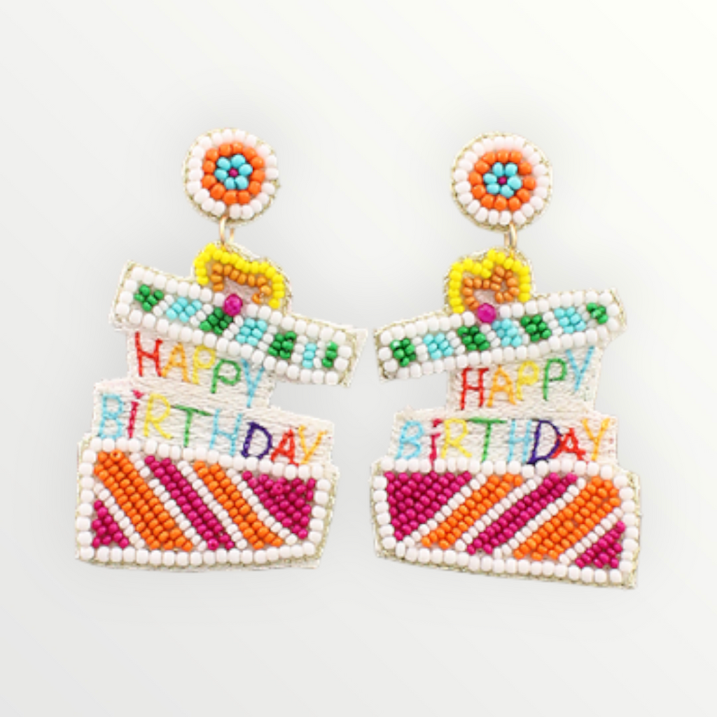 Happy Birthday Beaded Earring-Earrings-LouisGeorge Boutique-LouisGeorge Boutique, Women’s Fashion Boutique Located in Trussville, Alabama