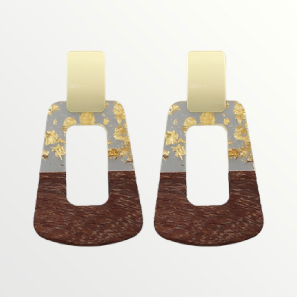 Worn Gold Acrylic Wooden Earrings-Earrings-LouisGeorge Boutique-LouisGeorge Boutique, Women’s Fashion Boutique Located in Trussville, Alabama