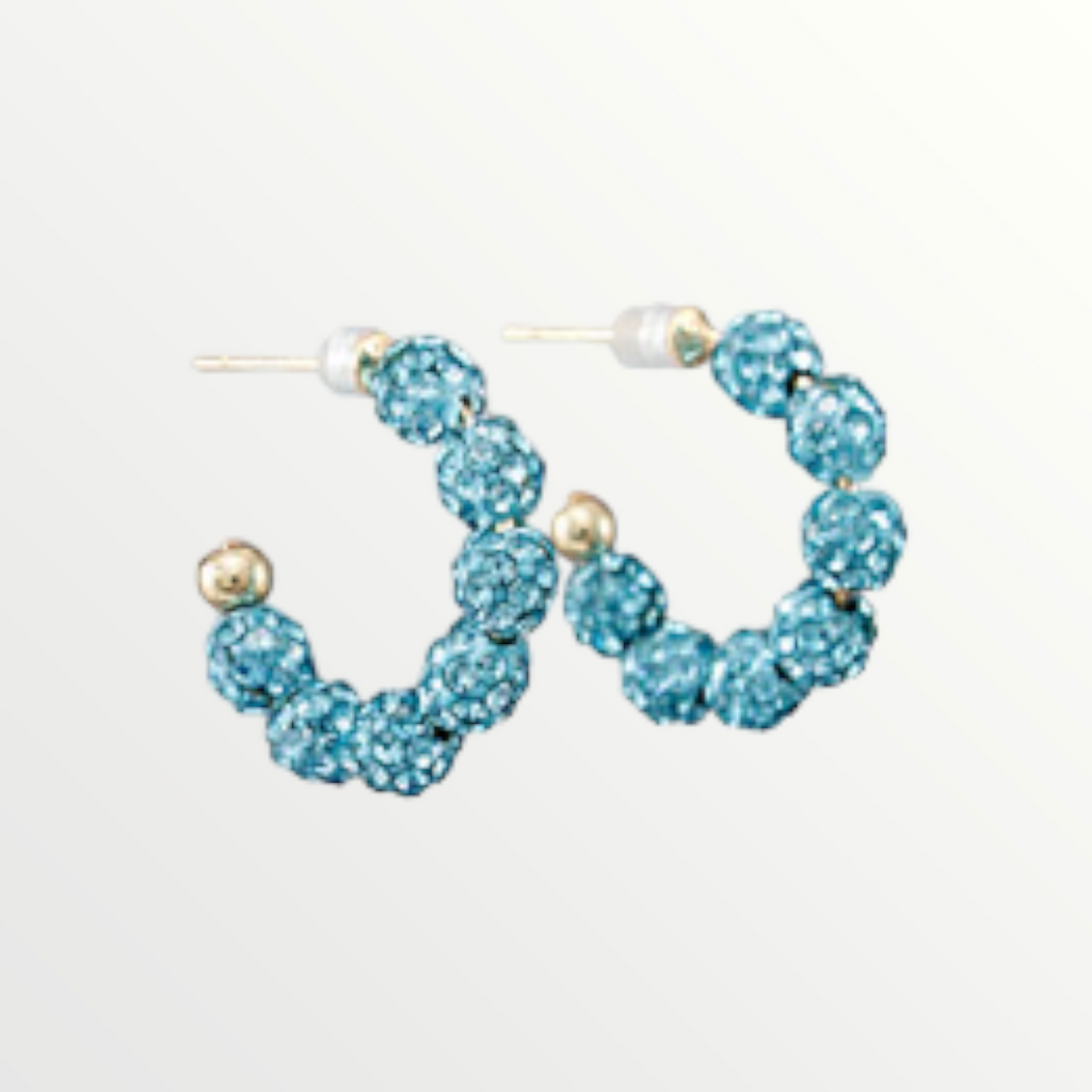 Mini Turquoise Sparkle Hoops-Earrings-LouisGeorge Boutique-LouisGeorge Boutique, Women’s Fashion Boutique Located in Trussville, Alabama