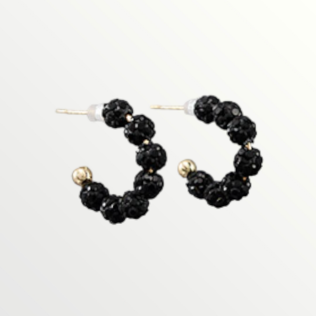 Mini Black Sparkle Hoops-Earrings-LouisGeorge Boutique-LouisGeorge Boutique, Women’s Fashion Boutique Located in Trussville, Alabama