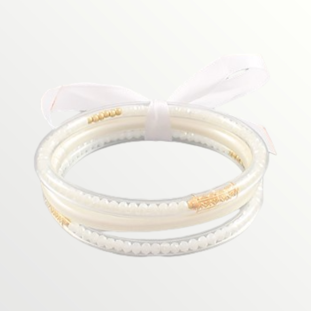 Shannon Jelly & Bead Bracelet Set White-Bracelets-LouisGeorge Boutique-LouisGeorge Boutique, Women’s Fashion Boutique Located in Trussville, Alabama