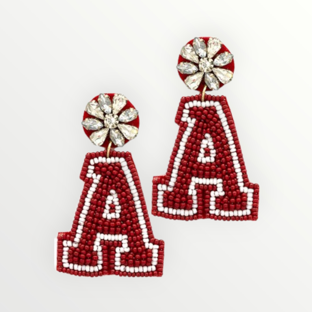 Luxe Red & White Alabama Beaded Earrings-Earrings-LouisGeorge Boutique-LouisGeorge Boutique, Women’s Fashion Boutique Located in Trussville, Alabama