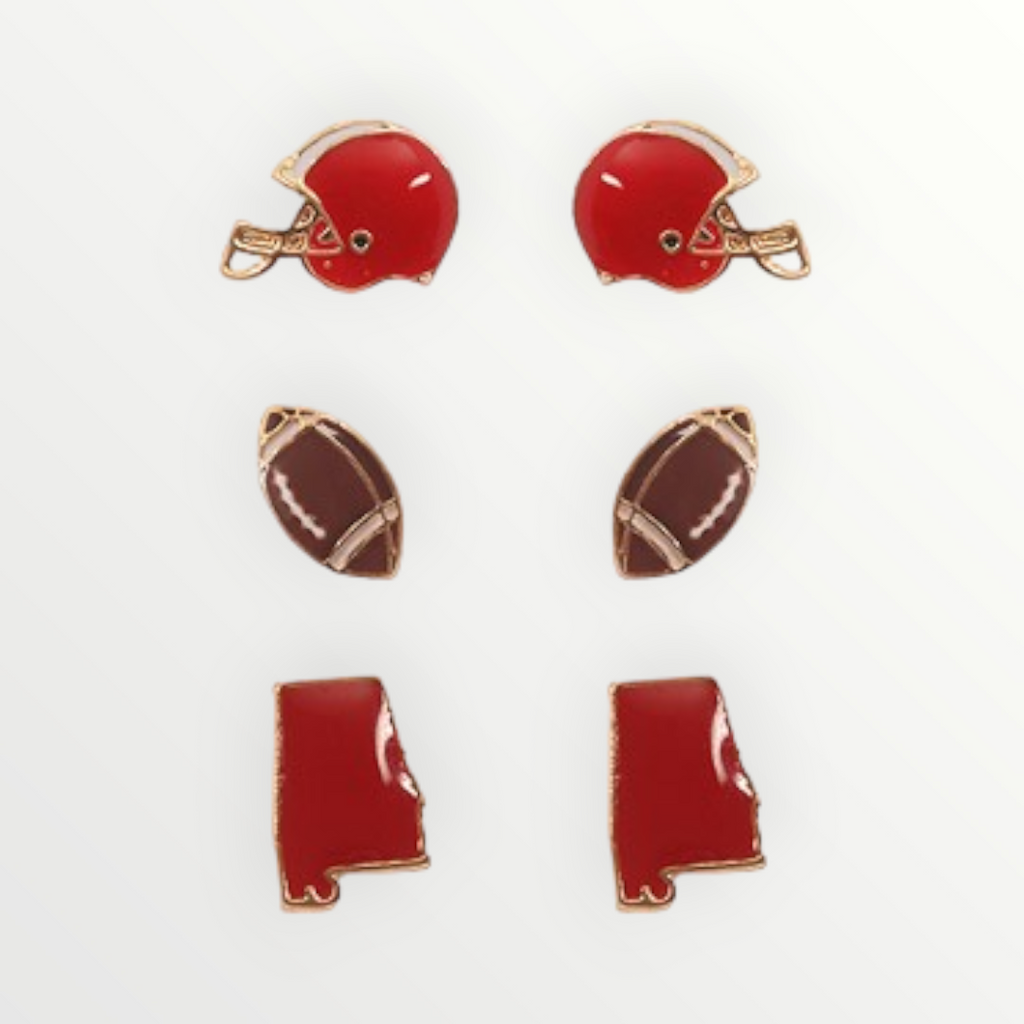 Alabama Gameday Mini Football Studs-Earrings-LouisGeorge Boutique-LouisGeorge Boutique, Women’s Fashion Boutique Located in Trussville, Alabama