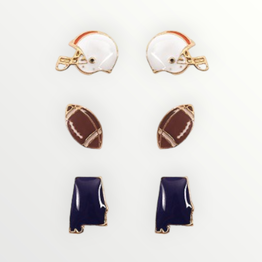 Auburn Gameday Mini Football Studs-Earrings-LouisGeorge Boutique-LouisGeorge Boutique, Women’s Fashion Boutique Located in Trussville, Alabama