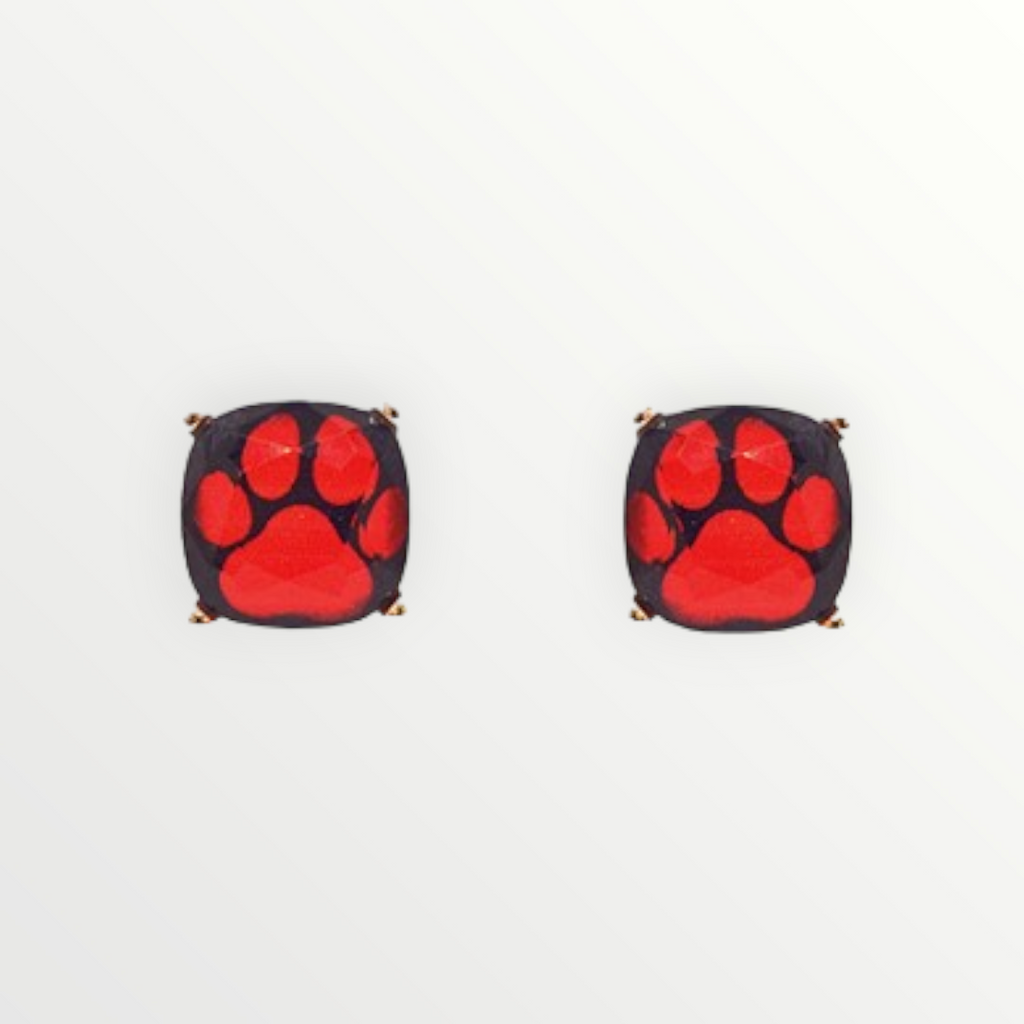 Red & Black Paw Print Studs-Earrings-LouisGeorge Boutique-LouisGeorge Boutique, Women’s Fashion Boutique Located in Trussville, Alabama