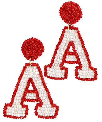 Red & White A Beaded Earrings-Earrings-LouisGeorge Boutique-LouisGeorge Boutique, Women’s Fashion Boutique Located in Trussville, Alabama