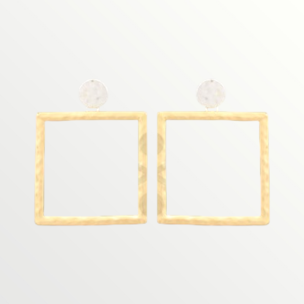 Hammered Silver & Gold Square Earrings-Earrings-LouisGeorge Boutique-LouisGeorge Boutique, Women’s Fashion Boutique Located in Trussville, Alabama