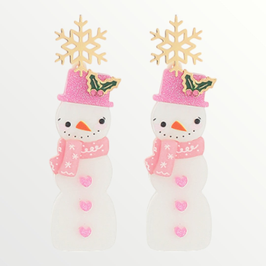 Pink Snowman Earrings-Earrings-LouisGeorge Boutique-LouisGeorge Boutique, Women’s Fashion Boutique Located in Trussville, Alabama