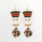 Beaded Pom Pom Snowman Earrings-Earrings-LouisGeorge Boutique-LouisGeorge Boutique, Women’s Fashion Boutique Located in Trussville, Alabama