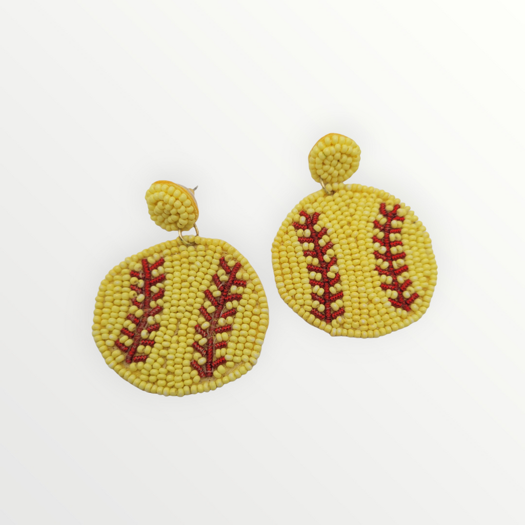 Softball Beaded Earrings-Earrings-louisgeorgeboutique-LouisGeorge Boutique, Women’s Fashion Boutique Located in Trussville, Alabama