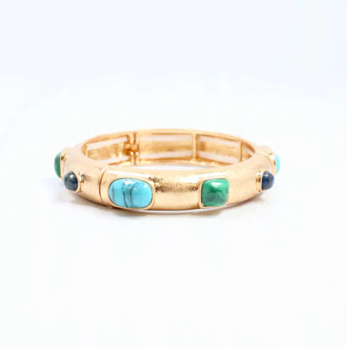 Regal Stone Stretch Bracelet Turquoise-Bracelet-Caroline Hill-LouisGeorge Boutique, Women’s Fashion Boutique Located in Trussville, Alabama