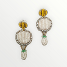 White & Yellow Tennis Racquet Beaded Earrings-Earrings-louisgeorgeboutique-LouisGeorge Boutique, Women’s Fashion Boutique Located in Trussville, Alabama