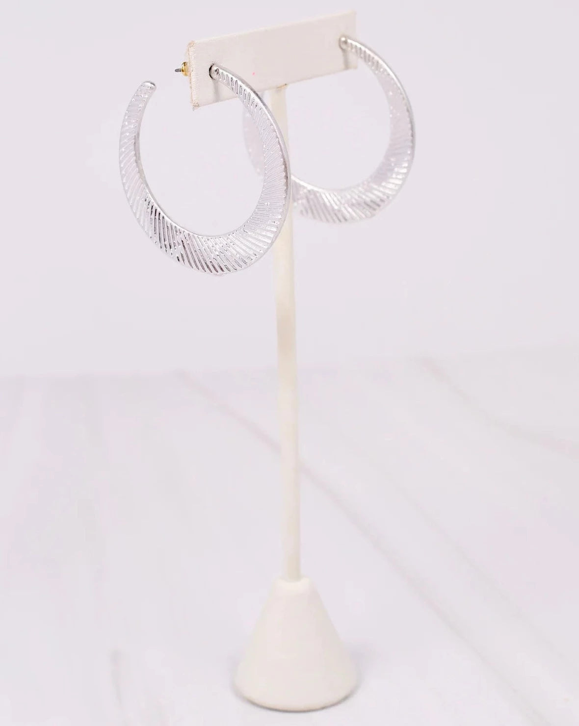 Torres Textured Hoop Earring Silver-Earrings-Caroline Hill-LouisGeorge Boutique, Women’s Fashion Boutique Located in Trussville, Alabama