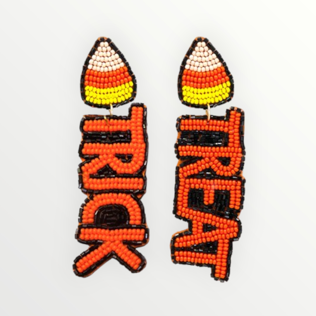 Trick or Treat Candy Corn Beaded Earrings-Earrings-LouisGeorge Boutique-LouisGeorge Boutique, Women’s Fashion Boutique Located in Trussville, Alabama