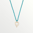 Turquoise & Worn Gold Double Heart Beaded Necklace-Necklace-LouisGeorge Boutique-LouisGeorge Boutique, Women’s Fashion Boutique Located in Trussville, Alabama