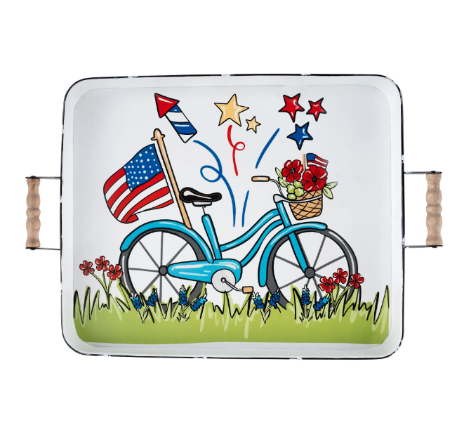 Let Freedom Ring Enamel Serving Tray (Local pickup only)-Kitchen Trays-Glory Haus-LouisGeorge Boutique, Women’s Fashion Boutique Located in Trussville, Alabama