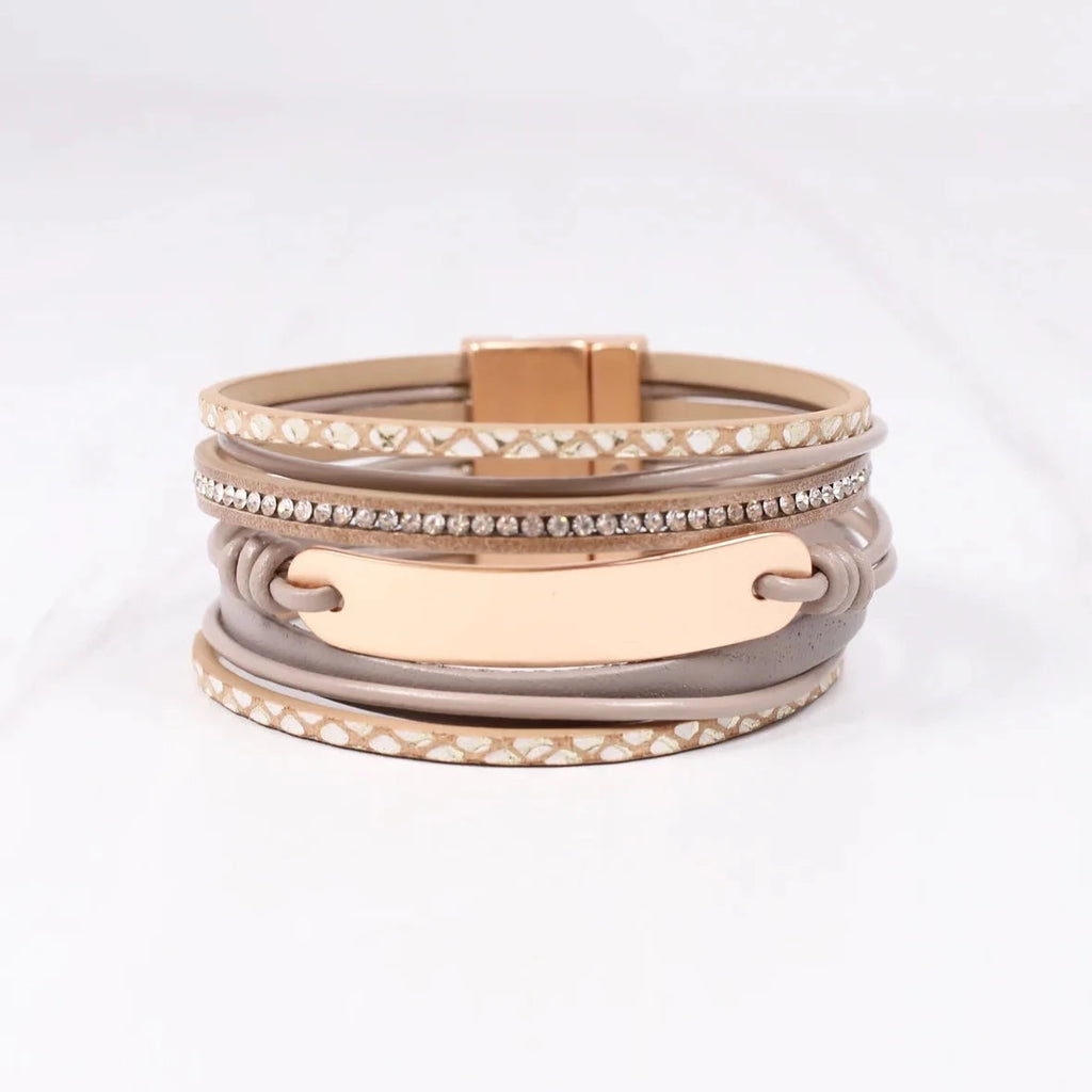Wauke Strappy Magnetic Bracelet Taupe-Bracelet-Caroline Hill-LouisGeorge Boutique, Women’s Fashion Boutique Located in Trussville, Alabama