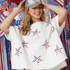 White America Sequin Stars Oversized Tee-Apparel-Fantastic Fawn-LouisGeorge Boutique, Women’s Fashion Boutique Located in Trussville, Alabama