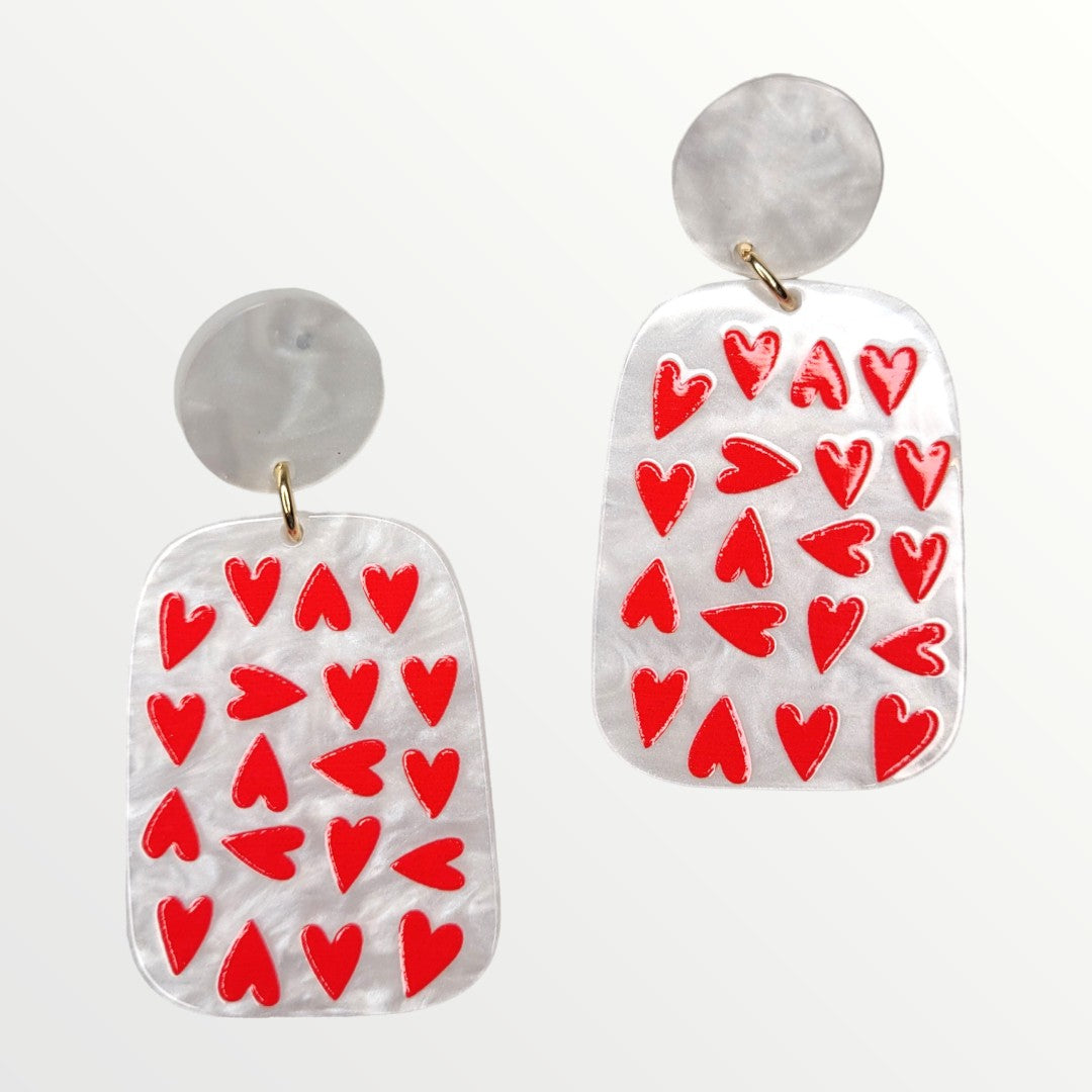 White Jar Full of Hearts Earrings-Earrings-LouisGeorge Boutique-LouisGeorge Boutique, Women’s Fashion Boutique Located in Trussville, Alabama