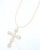 Gregory Glass Stone Cross Necklace Champagne-Necklaces-LouisGeorge Boutique-LouisGeorge Boutique, Women’s Fashion Boutique Located in Trussville, Alabama