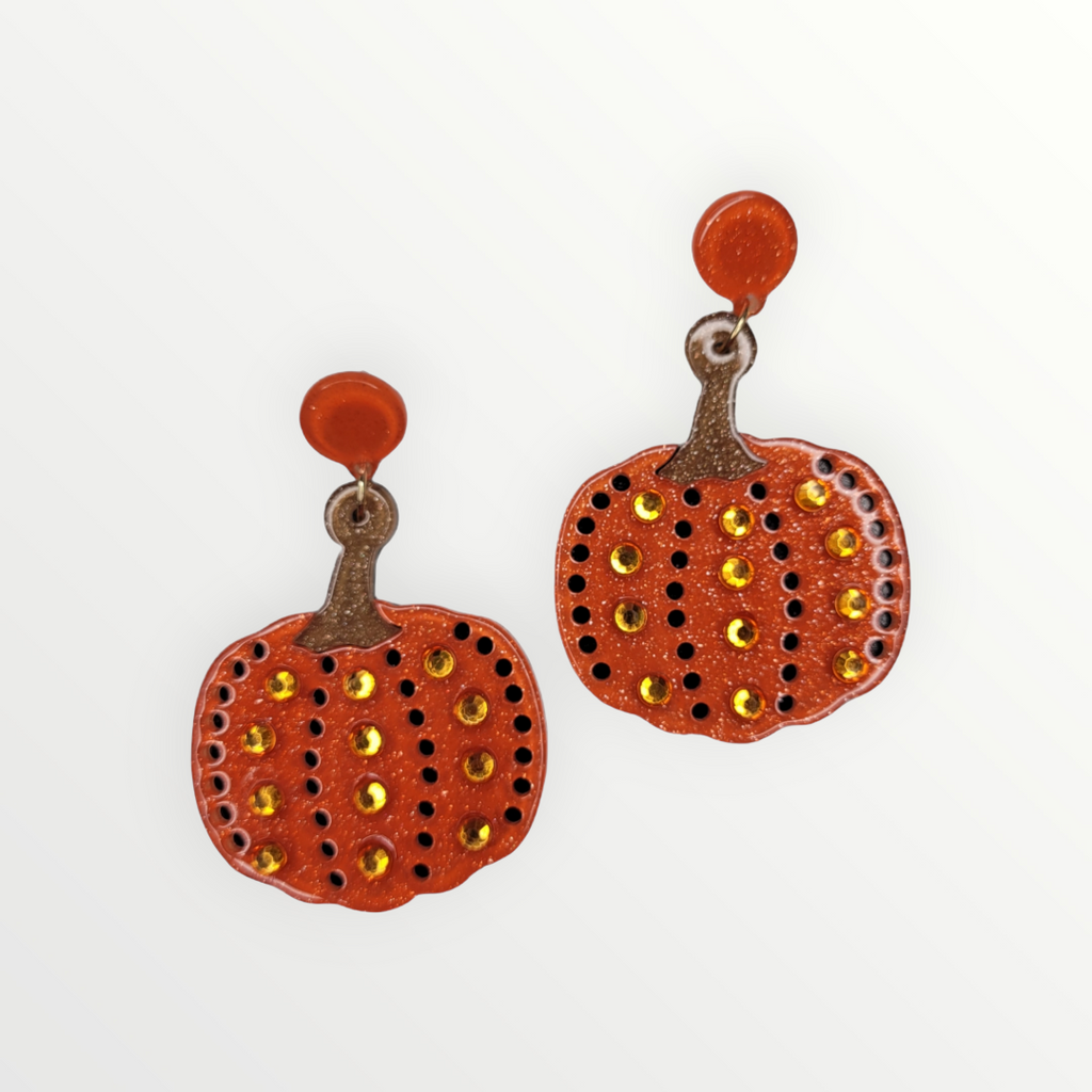 Sparkly Pumpkin Earrings-Earrings-LouisGeorge Boutique-LouisGeorge Boutique, Women’s Fashion Boutique Located in Trussville, Alabama