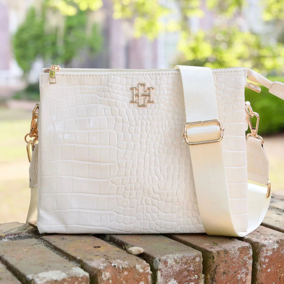 Ariana Crossbody - Beige Patent-Handbags-Caroline Hill-LouisGeorge Boutique, Women’s Fashion Boutique Located in Trussville, Alabama