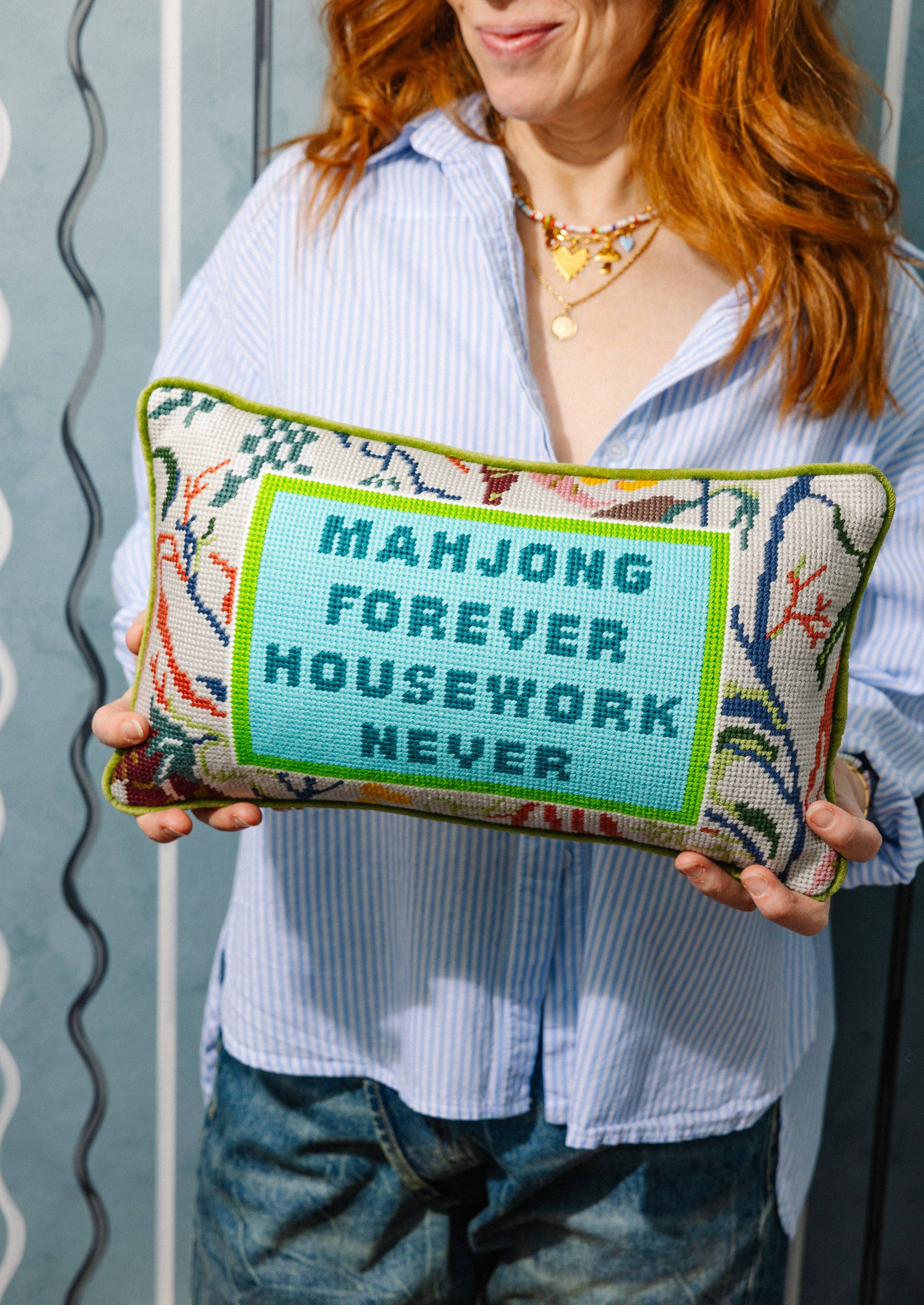 Mahjong Needlepoint Pillow-Handbags-LouisGeorge Boutique-LouisGeorge Boutique, Women’s Fashion Boutique Located in Trussville, Alabama