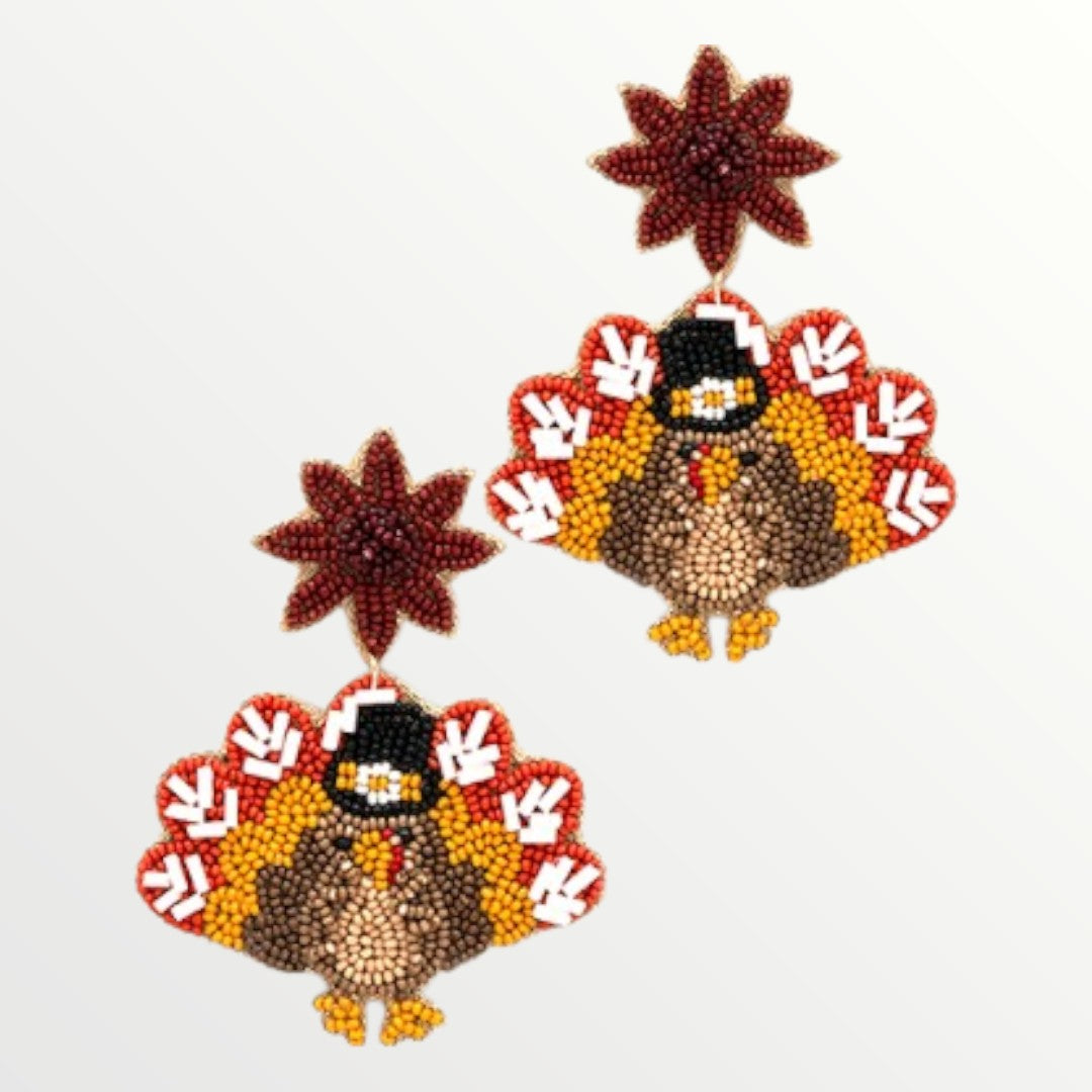 Pilgram Turkey Beaded Earrings-Earrings-LouisGeorge Boutique-LouisGeorge Boutique, Women’s Fashion Boutique Located in Trussville, Alabama