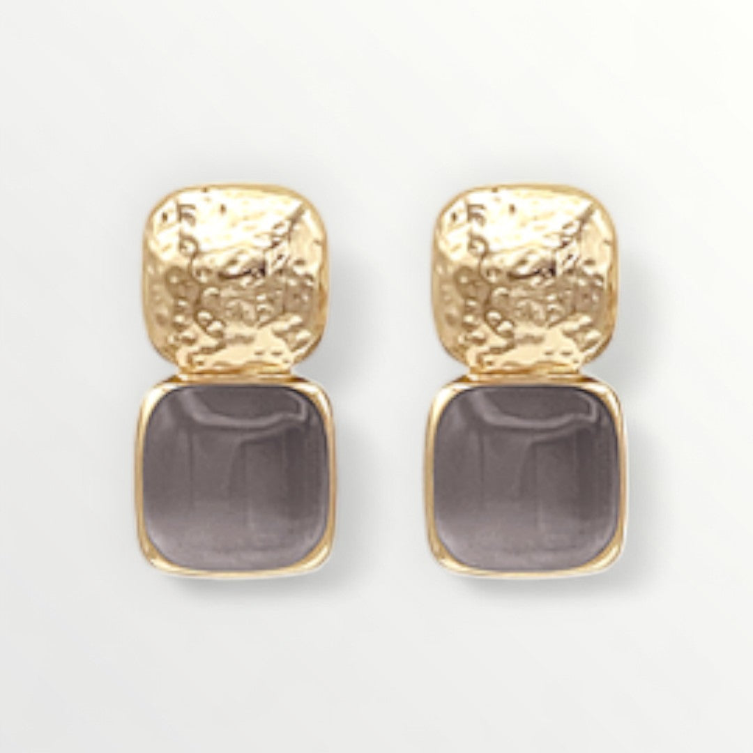 Grey Gemstone & Gold Stacked Earrings-Earrings-LouisGeorge Boutique-LouisGeorge Boutique, Women’s Fashion Boutique Located in Trussville, Alabama