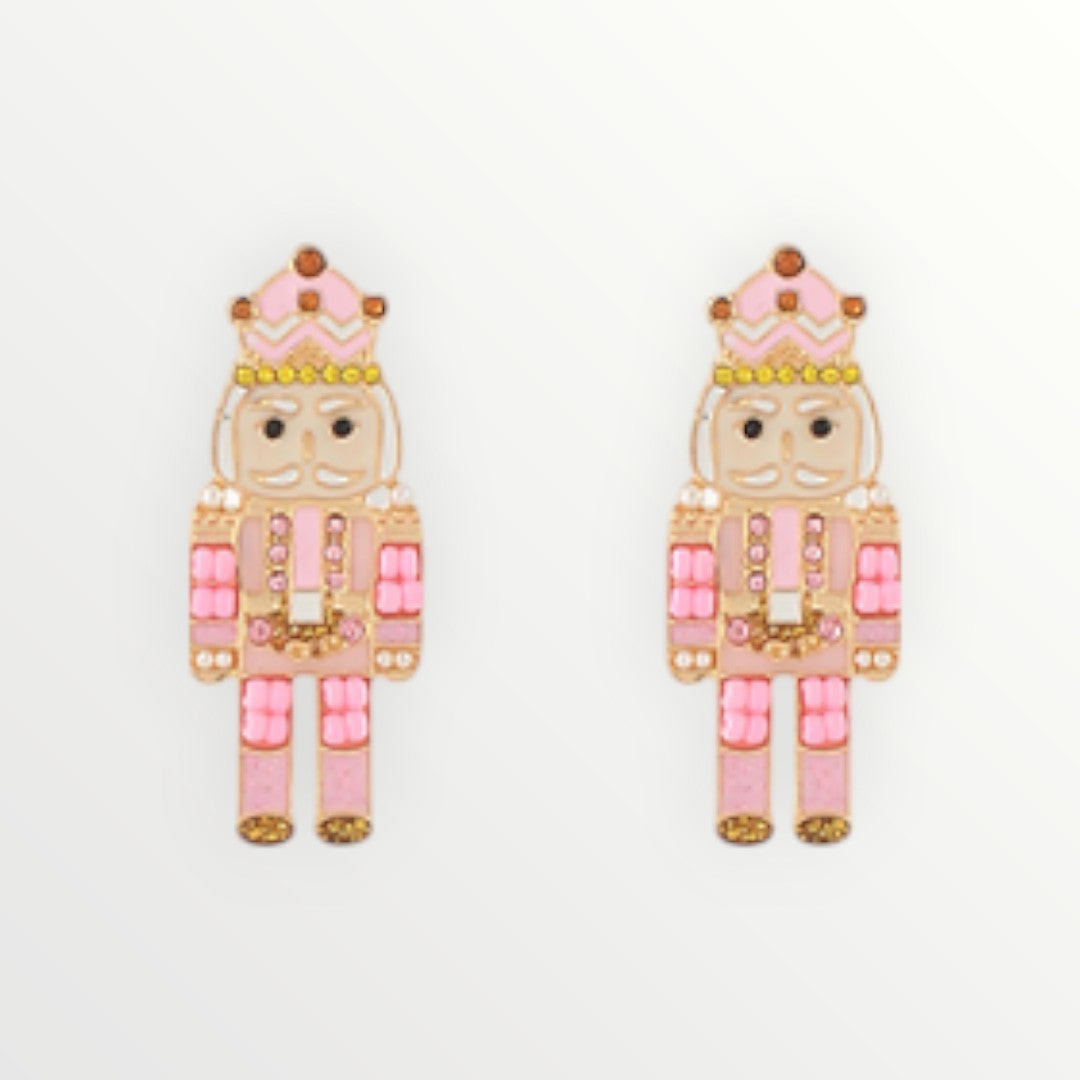 Pink Glitter Nutcracker Earrings-Earrings-LouisGeorge Boutique-LouisGeorge Boutique, Women’s Fashion Boutique Located in Trussville, Alabama