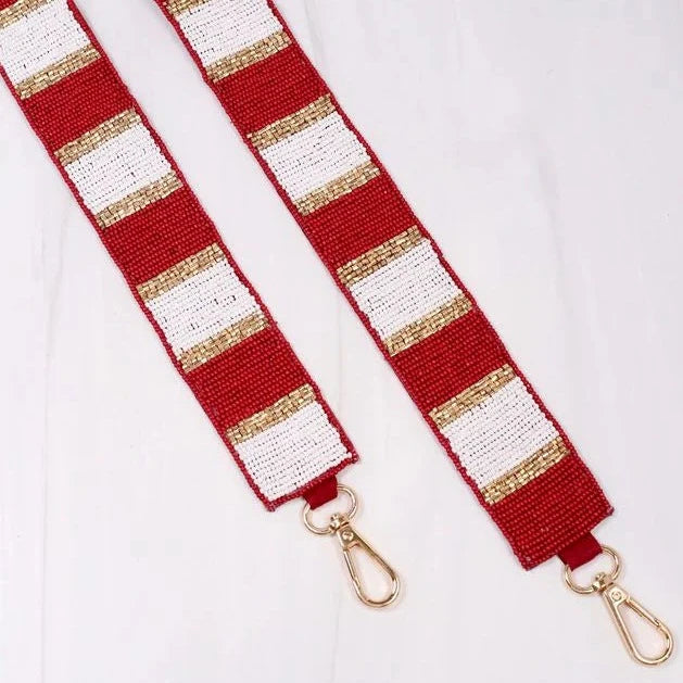 Crimson & White Beaded Crossbody Strap-Crossbody Beaded Strap-LouisGeorge Boutique-LouisGeorge Boutique, Women’s Fashion Boutique Located in Trussville, Alabama