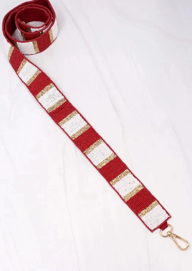 Crimson & White Beaded Crossbody Strap-Crossbody Beaded Strap-LouisGeorge Boutique-LouisGeorge Boutique, Women’s Fashion Boutique Located in Trussville, Alabama