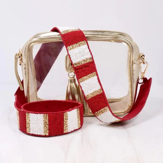 Crimson & White Beaded Crossbody Strap-Crossbody Beaded Strap-LouisGeorge Boutique-LouisGeorge Boutique, Women’s Fashion Boutique Located in Trussville, Alabama