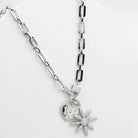 Daisy & Heart Charm Link Necklace Silver-Apparel & Accessories-Treasure Jewels Inc.-LouisGeorge Boutique, Women’s Fashion Boutique Located in Trussville, Alabama