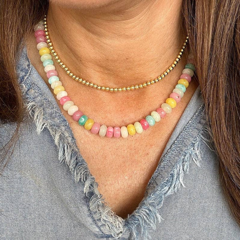Pastel Jade Beaded Necklace-Necklace-LouisGeorge Boutique-LouisGeorge Boutique, Women’s Fashion Boutique Located in Trussville, Alabama