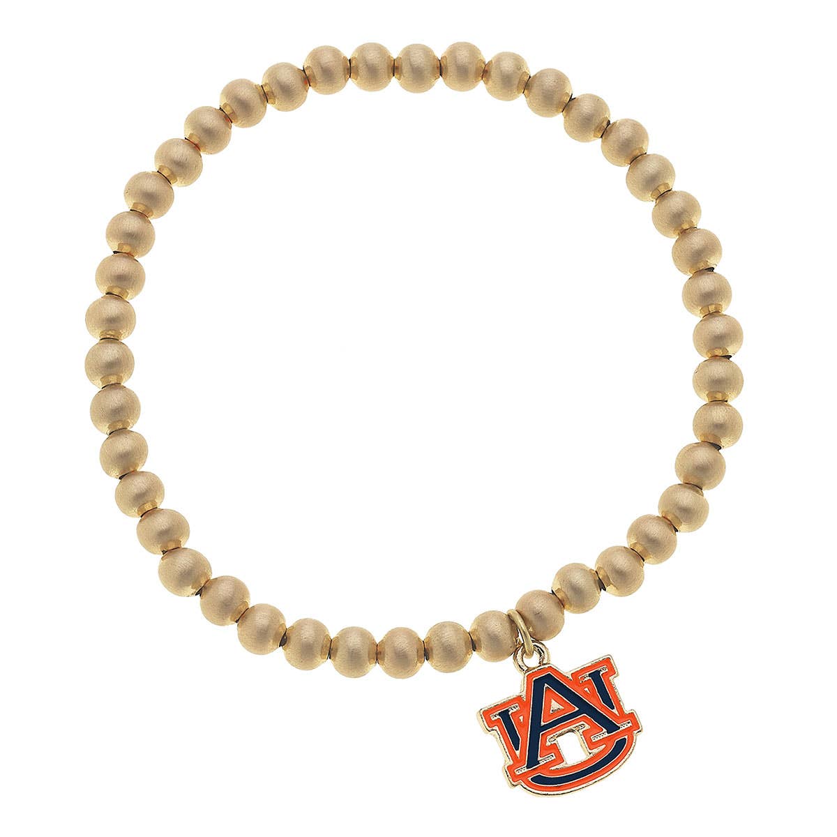 Auburn Tigers Ball Bead Stretch Bracelet in Satin Gold-Accessories-Canvas Style-LouisGeorge Boutique, Women’s Fashion Boutique Located in Trussville, Alabama