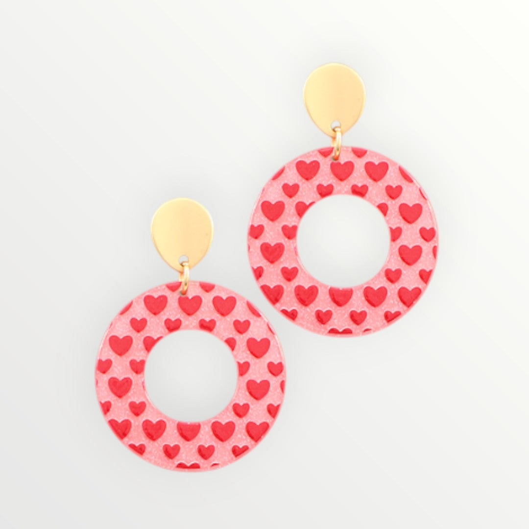 Pink & Red Heart Drop Earrings-Earrings-LouisGeorge Boutique-LouisGeorge Boutique, Women’s Fashion Boutique Located in Trussville, Alabama