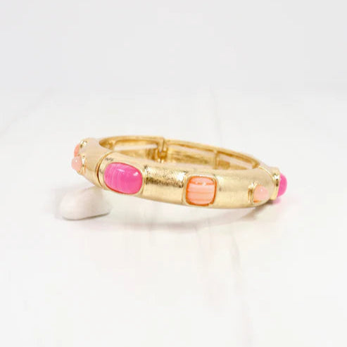 Regal Stone Stretch Bracelet Pink-Bracelet-Caroline Hill-LouisGeorge Boutique, Women’s Fashion Boutique Located in Trussville, Alabama